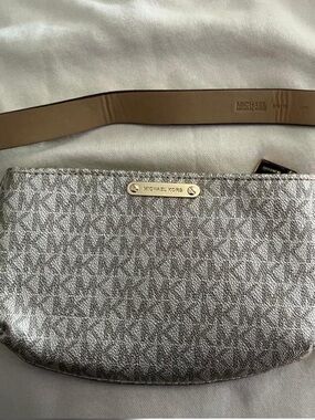 Michael Kors Silver Metallic Logo Belt Bag
